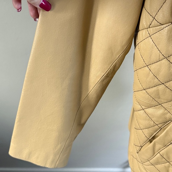 Pamela McCoy Collections Quilted Tan Leather Jacket Coat Sz 1X - Picture 10 of 15